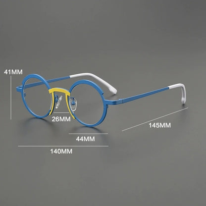 Titanium Colour-Block Round Prescription Eyeglasses | Lightweight Designer Rx Glasses – CINILY UK lens detail