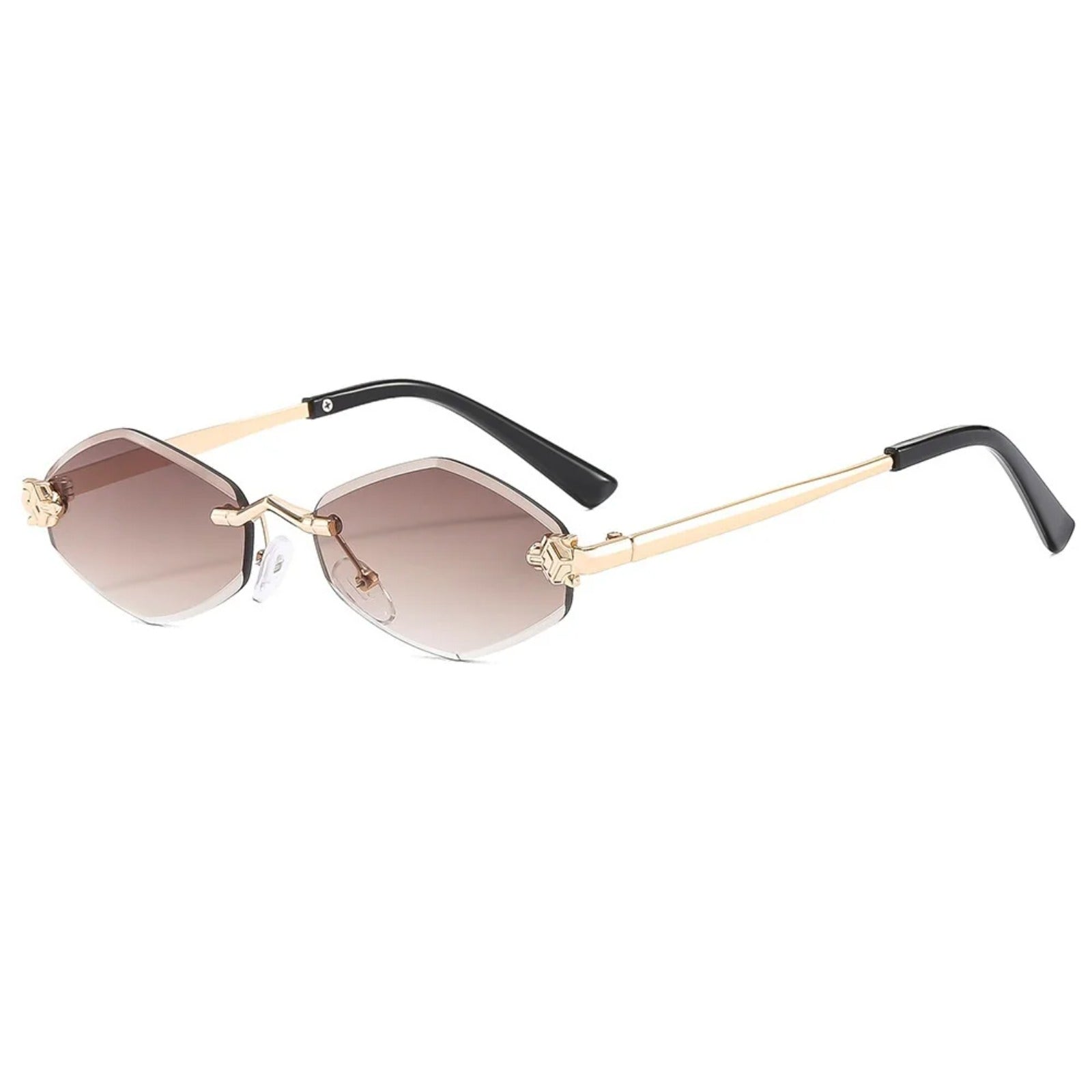 Rimless Polygon UV400 Sunglasses | Luxury Women’s Vintage Shades – CINILY UK - Amber