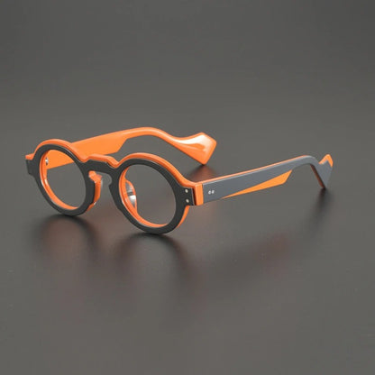 Acetate Chunky Round Prescription Eyeglasses | Bold Retro Rx Glasses – CINILY UK lens detail