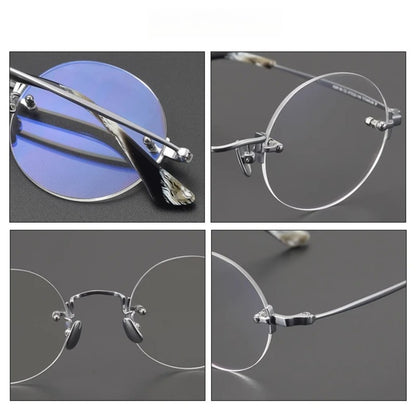 Handmade Titanium Rimless Round Prescription Eyeglasses | Ultra-Light Optical Frame for Rx Lenses – CINILY UK lens detail