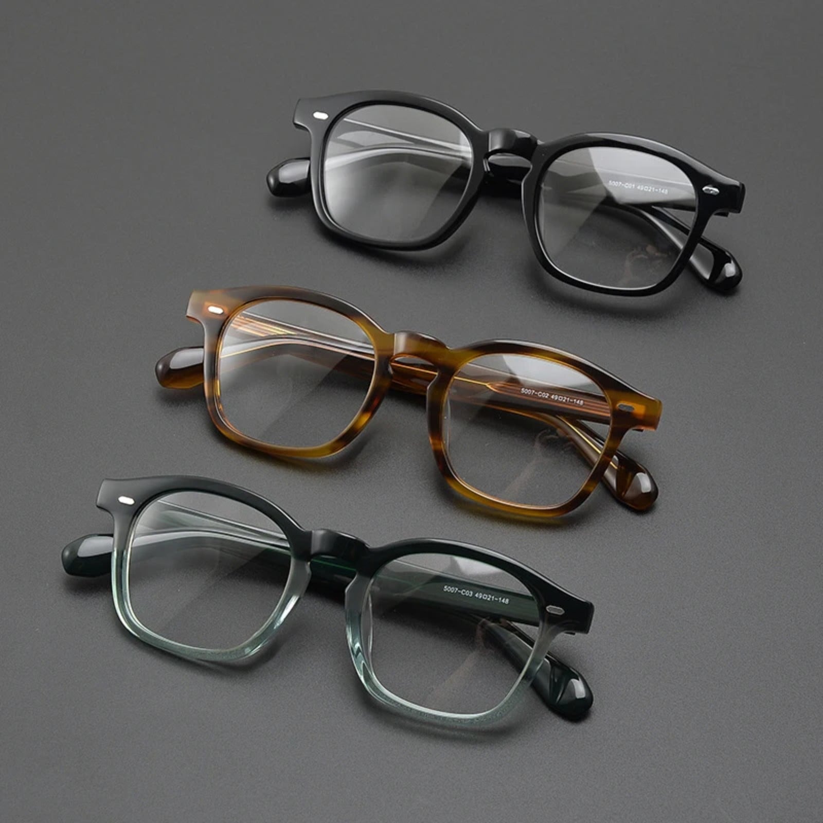 Acetate Amber Square Eyeglasses | Handmade Retro Optical Frames – CINILY UK additional product view