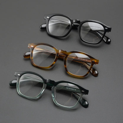 Acetate Amber Square Eyeglasses | Handmade Retro Optical Frames – CINILY UK additional product view