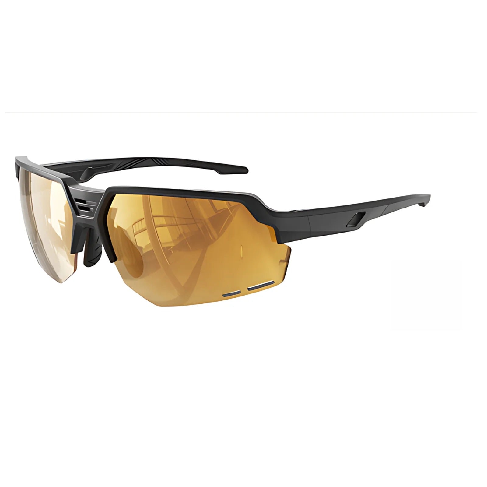 TR90 Half-Rim Dual-Lens Sports Sunglasses with PC Lens for Outdoor Use - Yellow