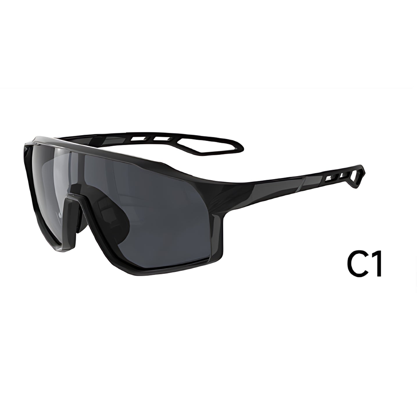 TR90 Geometric Shield Sports Sunglasses with PC Lens for Cycling and Running