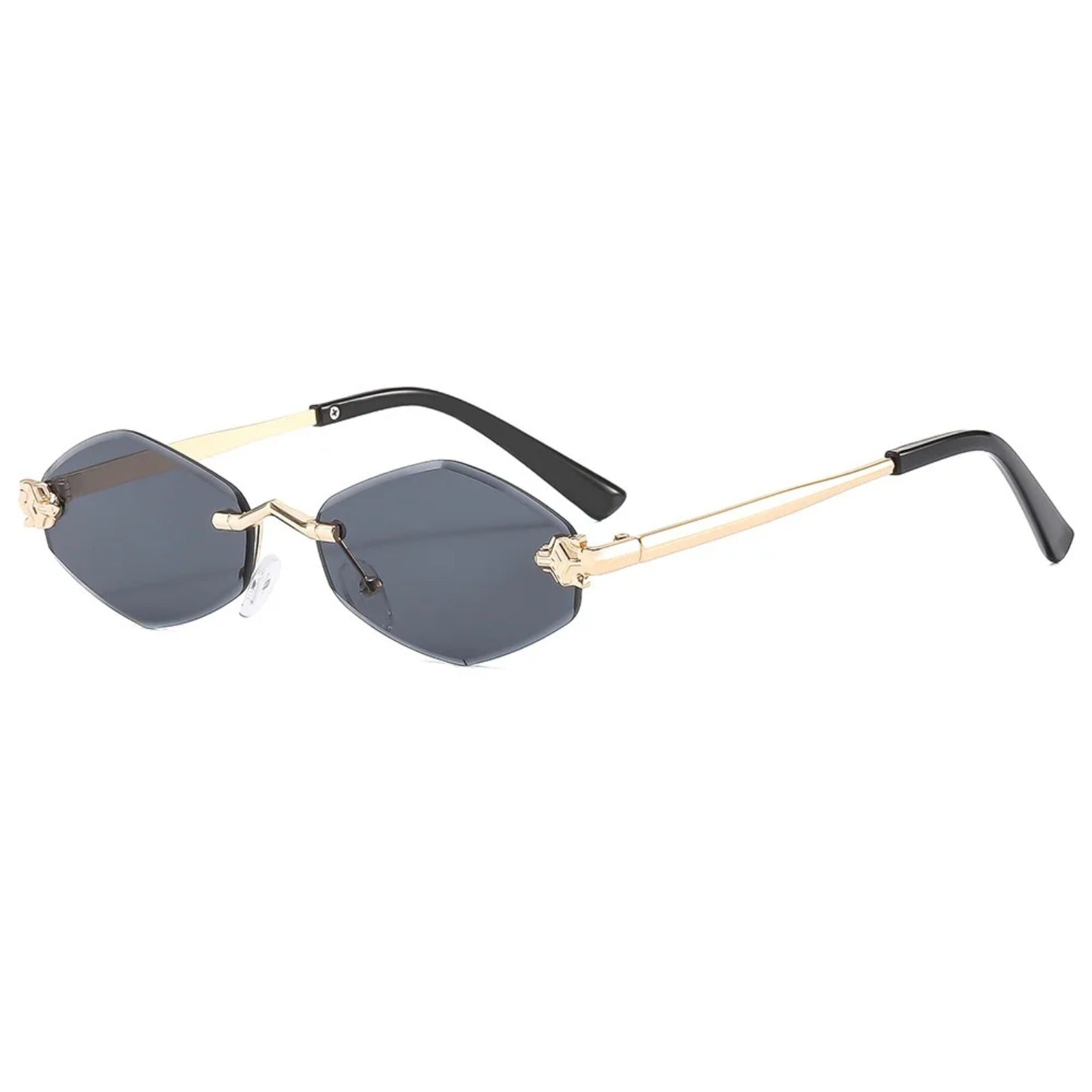 Rimless Polygon UV400 Sunglasses | Luxury Women’s Vintage Shades – CINILY UK - Black