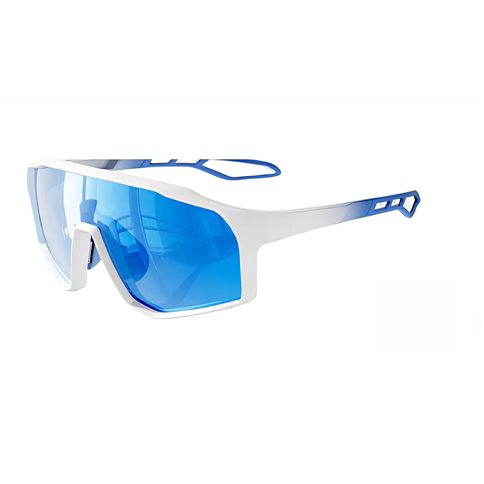 TR90 Angular Shield Sports Sunglasses with PC Lens for Cycling and Outdoor Use - Blue