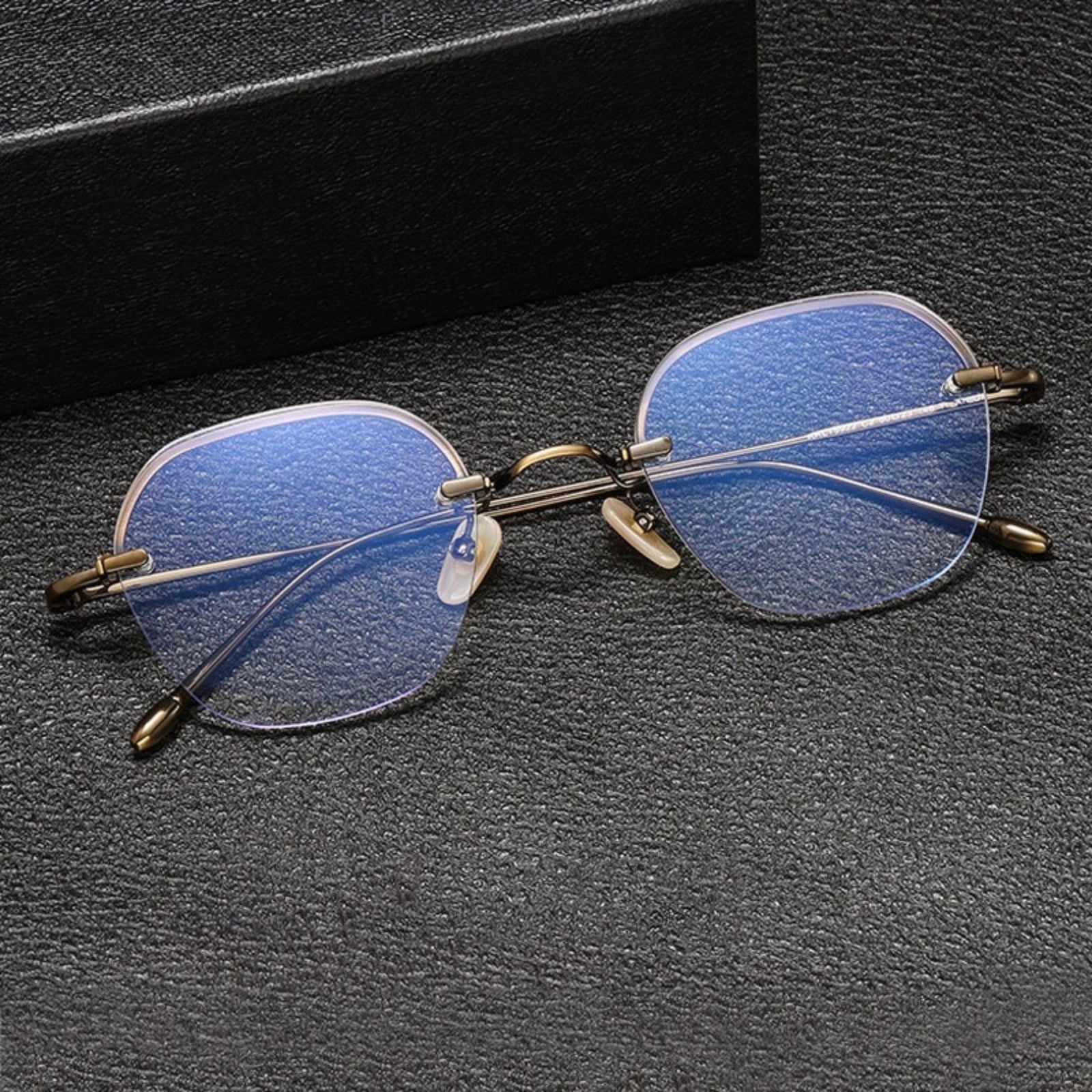 Titanium Rimless Geometric Prescription Eyeglasses | Ultra-Light Optical Frame for Rx Lenses – CINILY UK front view