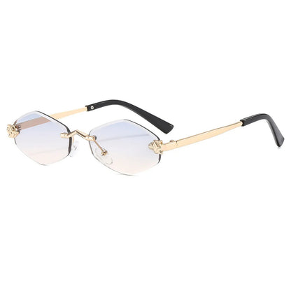 Rimless Polygon UV400 Sunglasses | Luxury Women’s Vintage Shades – CINILY UK frame detail