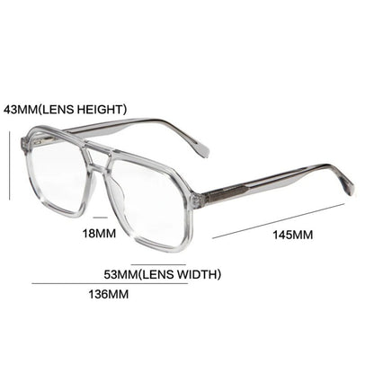 Acetate Double-Bridge Pilot Prescription Eyeglasses | Retro Optical Frame for Rx Lenses – CINILY UK temple detail