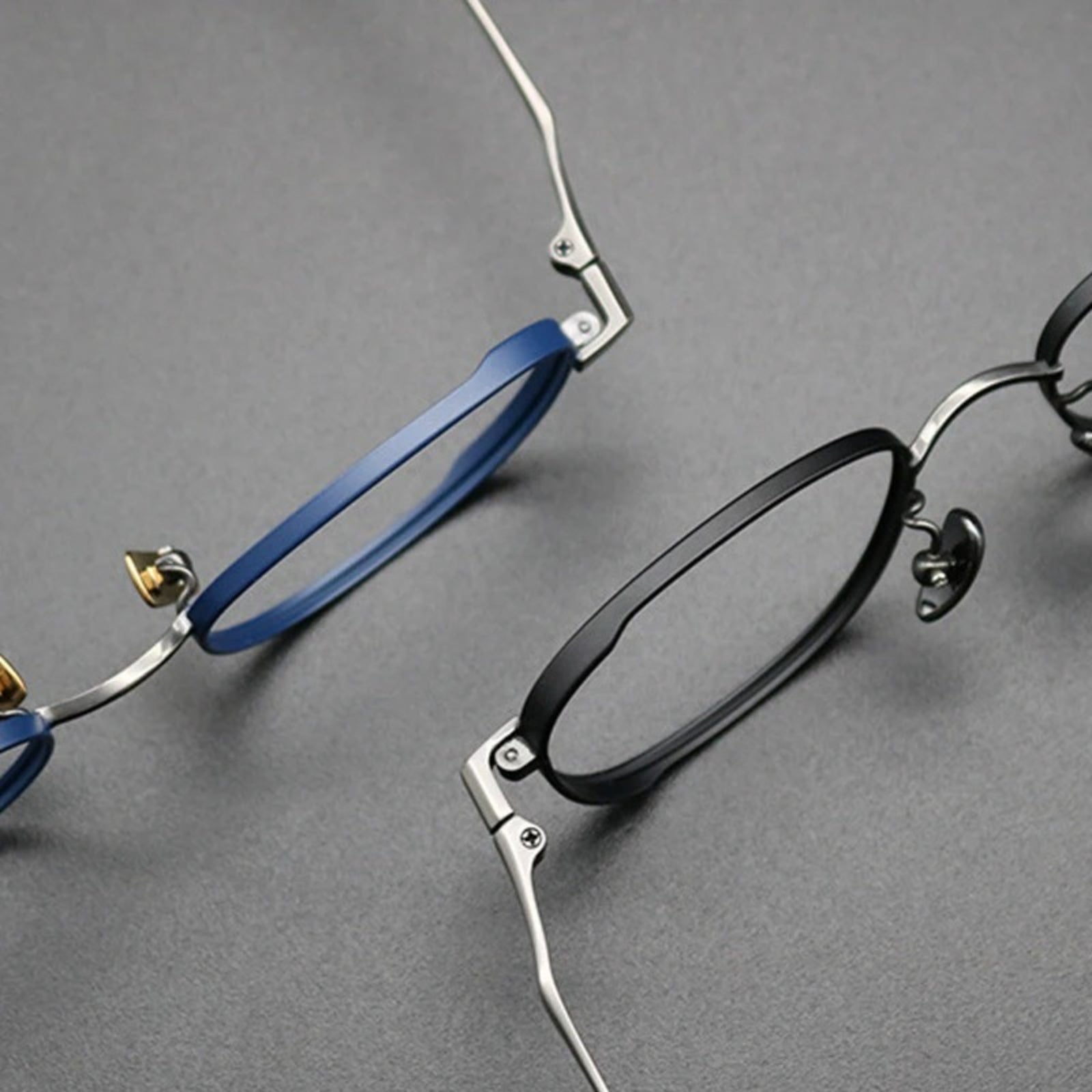 Titanium Blue Square Prescription Eyeglasses | Lightweight Retro Rx Glasses – CINILY UK frame detail