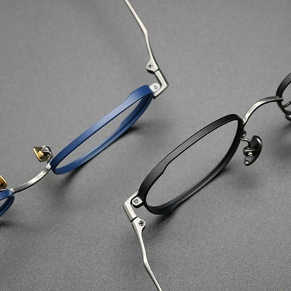 Titanium Blue Square Prescription Eyeglasses | Lightweight Retro Rx Glasses – CINILY UK frame detail