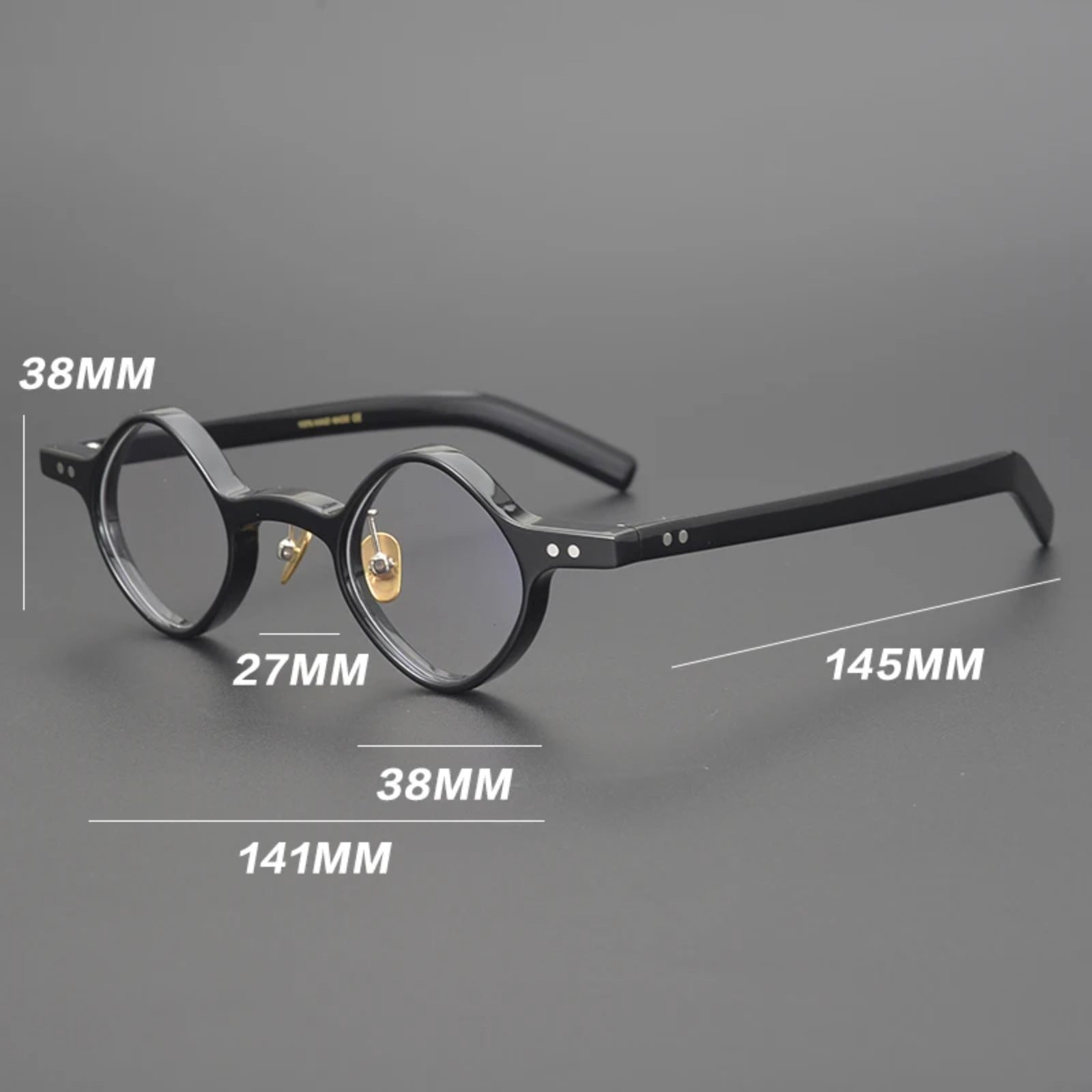 Acetate Patchwork Round Prescription Eyeglasses | Retro Designer Optical Frames – CINILY UK temple detail