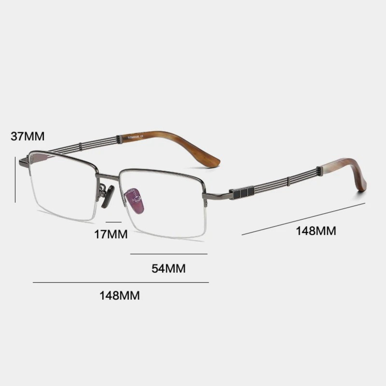 Titanium Horn-Accent Square Prescription Eyeglasses | Handmade Optical Frame for Rx Lenses – CINILY UK additional product view