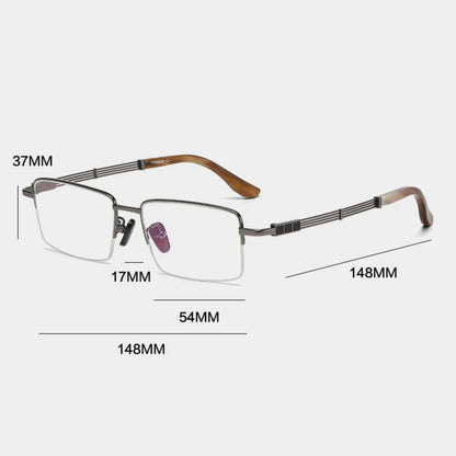 Titanium Horn-Accent Square Prescription Eyeglasses | Handmade Optical Frame for Rx Lenses – CINILY UK additional product view