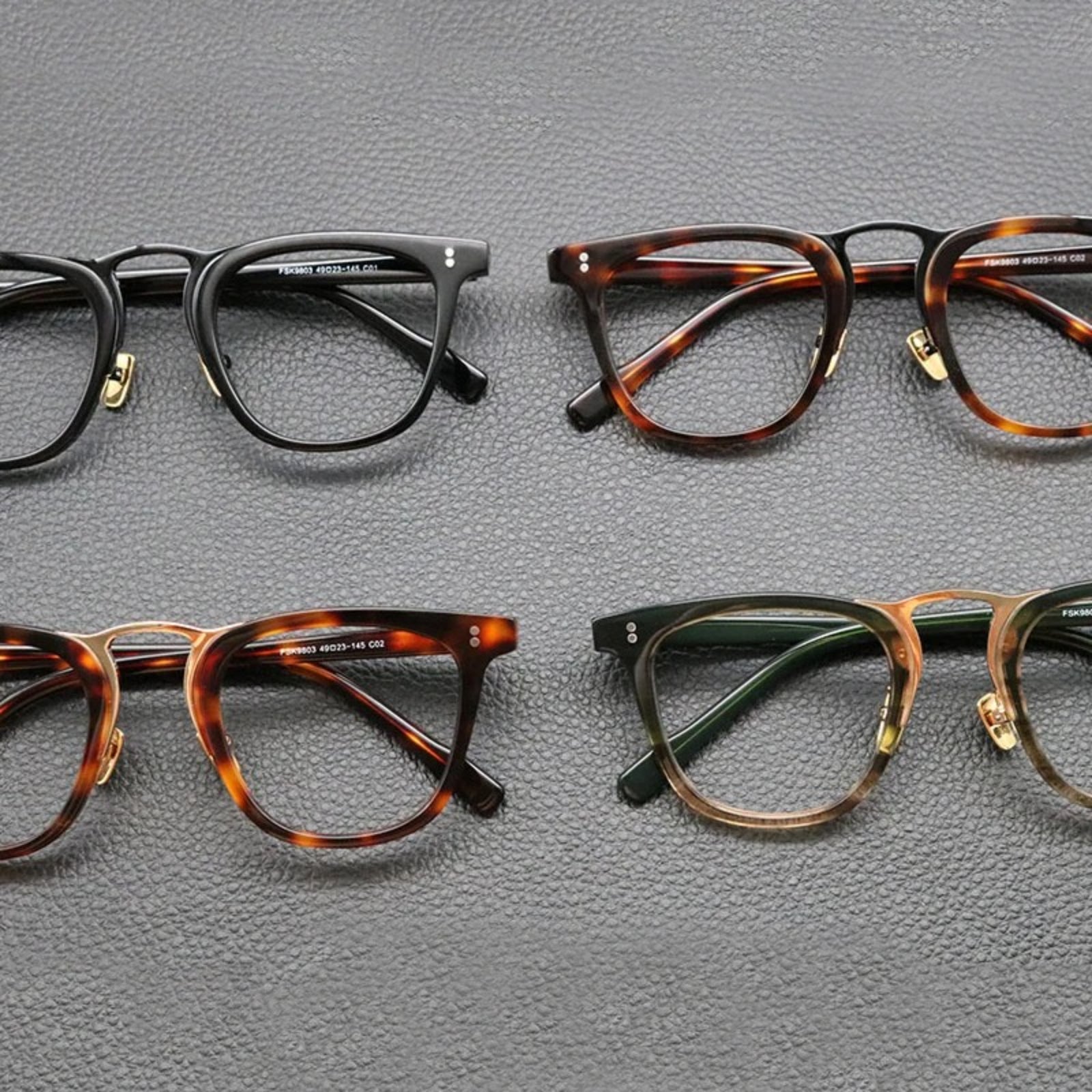 Acetate Green Patchwork Square Prescription Eyeglasses | Retro Optical Frame for Rx Lenses – CINILY UK additional product view