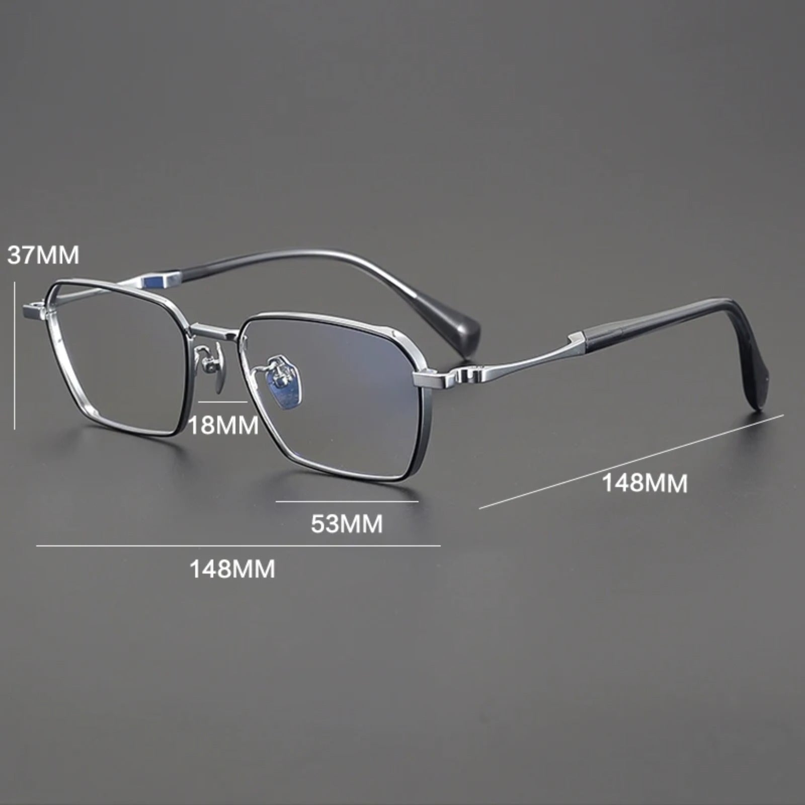 Large Titanium Square Prescription Eyeglasses | Lightweight Optical Frame for Rx Lenses – CINILY UK temple detail