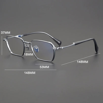 Large Titanium Square Prescription Eyeglasses | Lightweight Optical Frame for Rx Lenses – CINILY UK temple detail