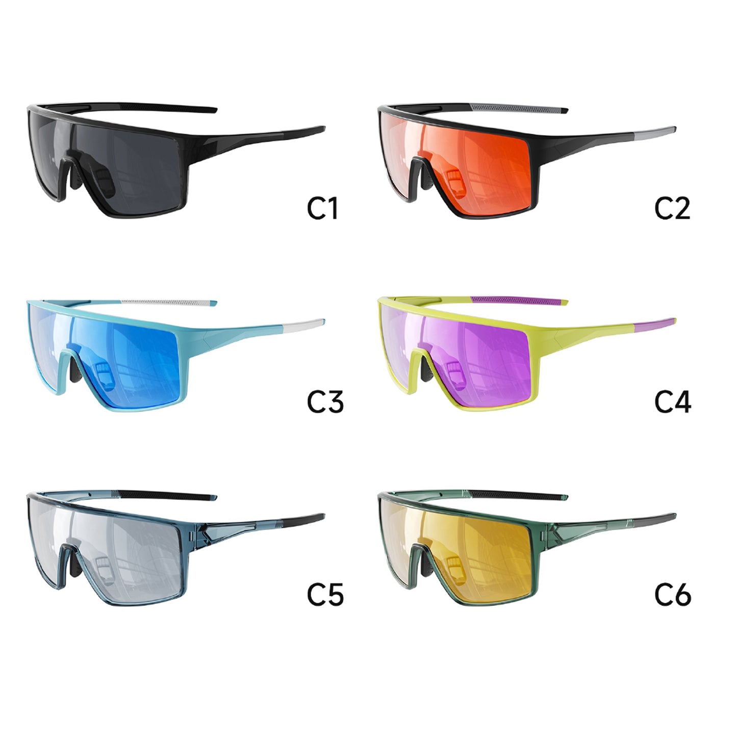 TR90 Windproof Shield Sports Sunglasses with PC Lens for Cycling, Running and Hiking