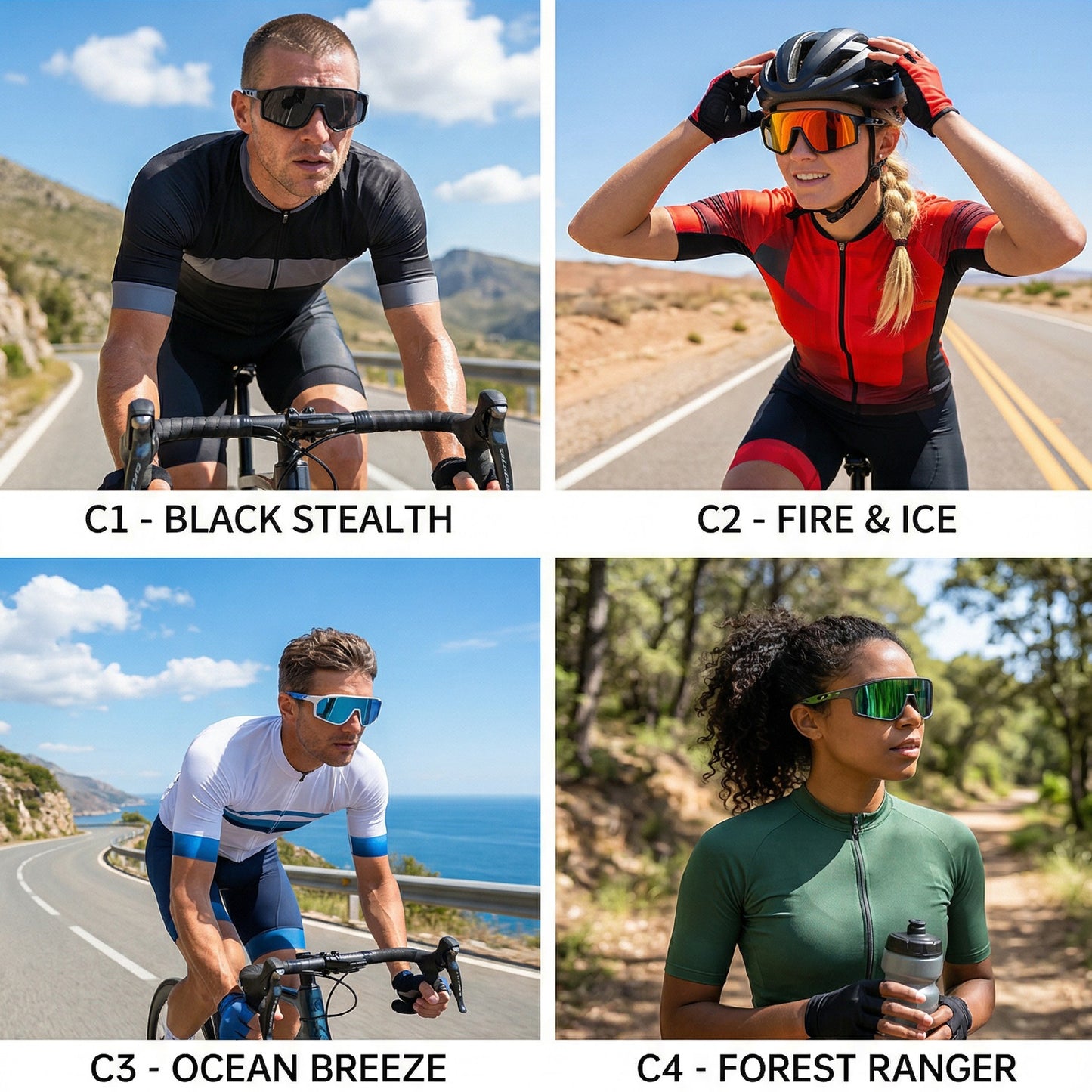 TR90 Geometric Shield Sports Sunglasses with PC Lens for Cycling and Running