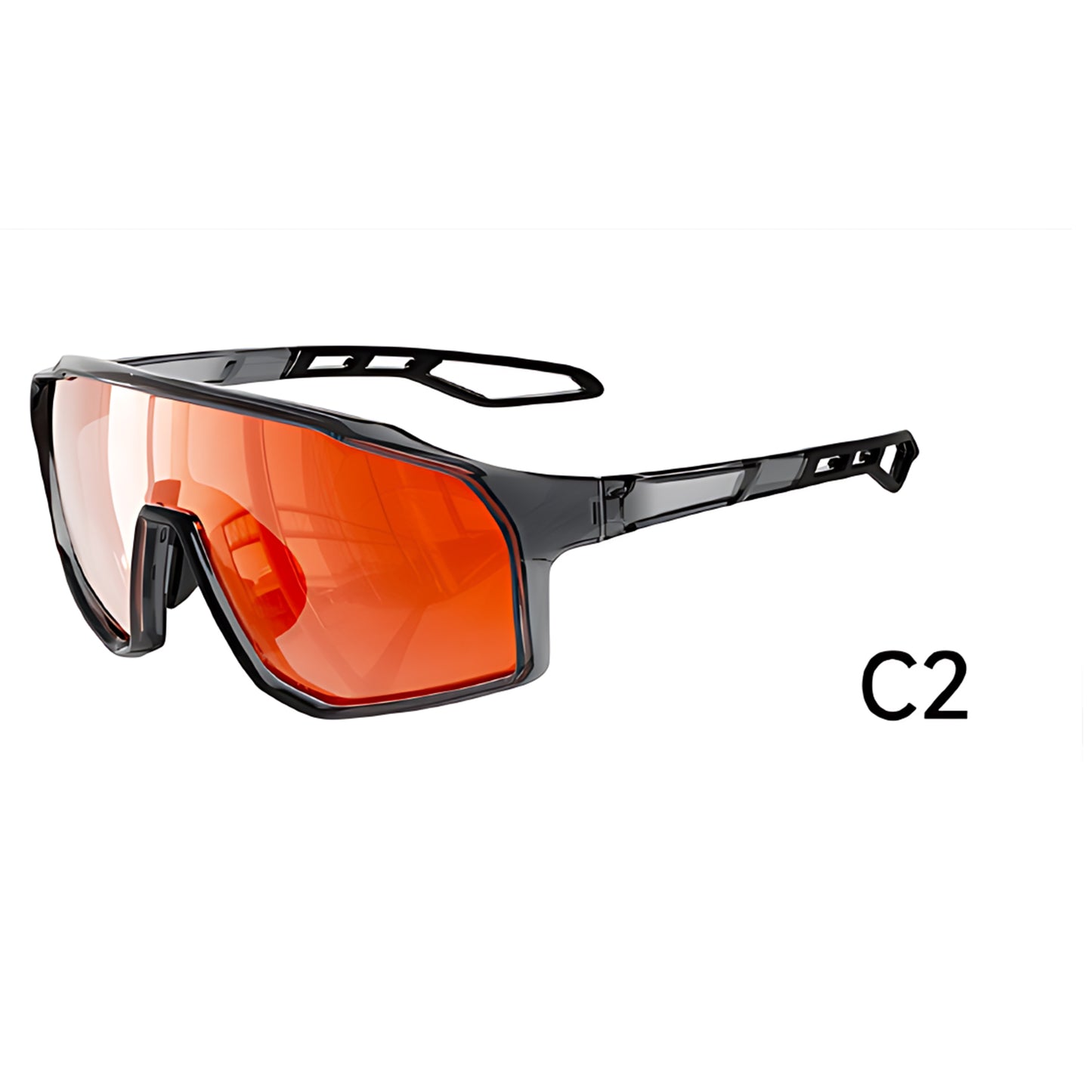 TR90 Geometric Shield Sports Sunglasses with PC Lens for Cycling and Running