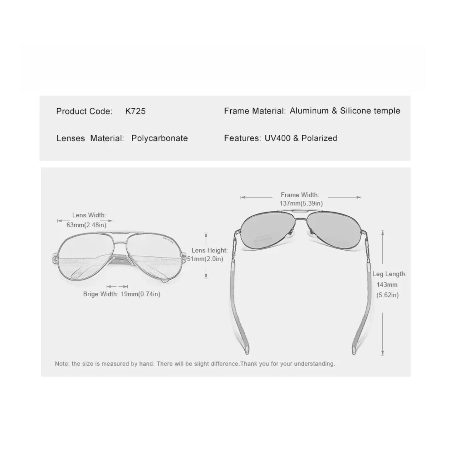 Aluminum Pilot Polarized UV400 Sunglasses