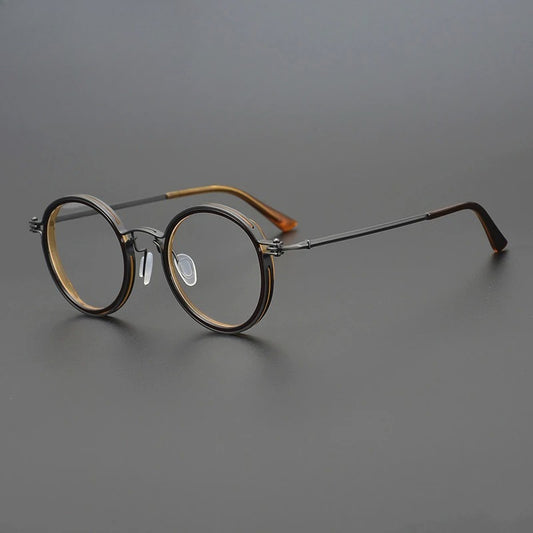 Ultra-Light Pure Titanium Vintage Round Optical Glasses Frame