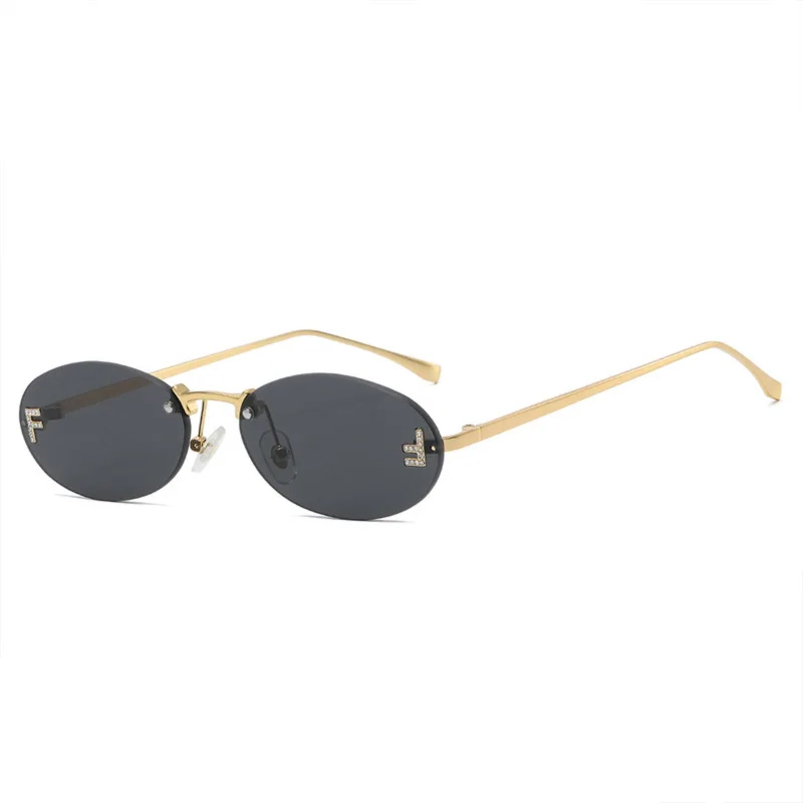 Rimless Oval UV400 Sunglasses | Elegant Women’s Fashion Shades – CINILY UK - Black