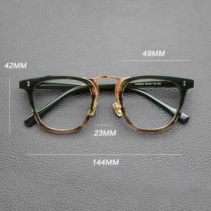 Acetate Green Patchwork Square Prescription Eyeglasses | Retro Optical Frame for Rx Lenses – CINILY UK temple detail