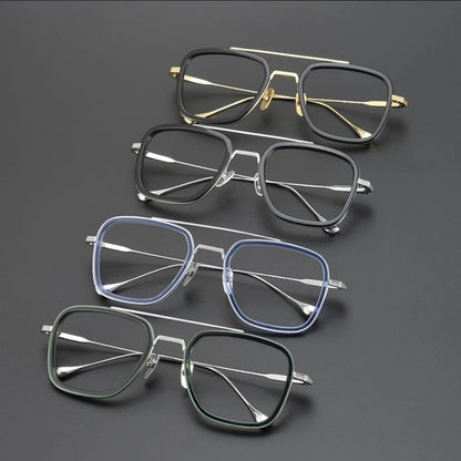 Titanium Acetate Bold Square Prescription Eyeglasses | Retro Designer Rx Glasses – CINILY UK temple detail