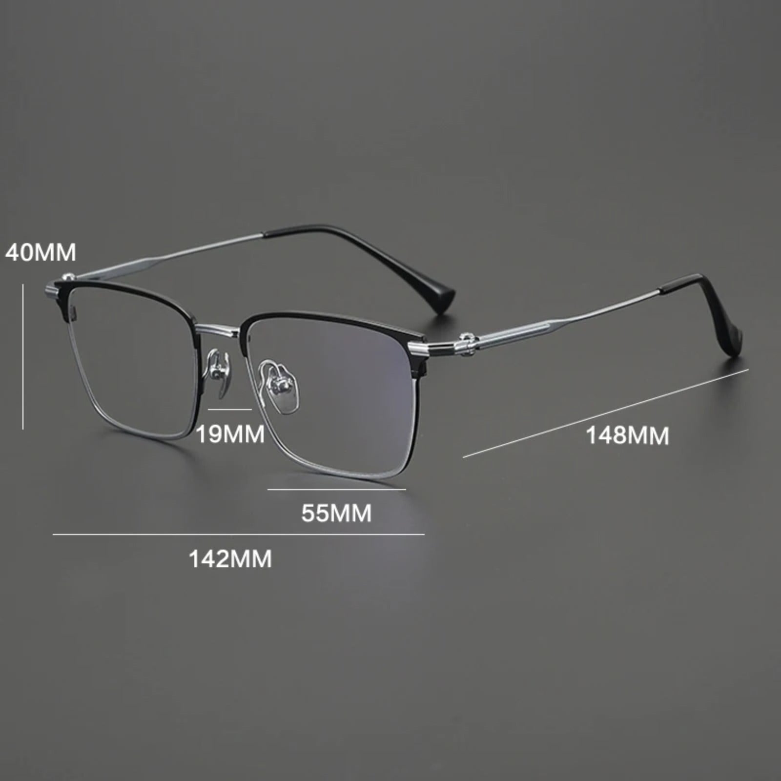 Titanium Large Square Prescription Eyeglasses | Ultra-Light Optical Frame for Rx Lenses – CINILY UK temple detail