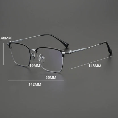Titanium Large Square Prescription Eyeglasses | Ultra-Light Optical Frame for Rx Lenses – CINILY UK temple detail
