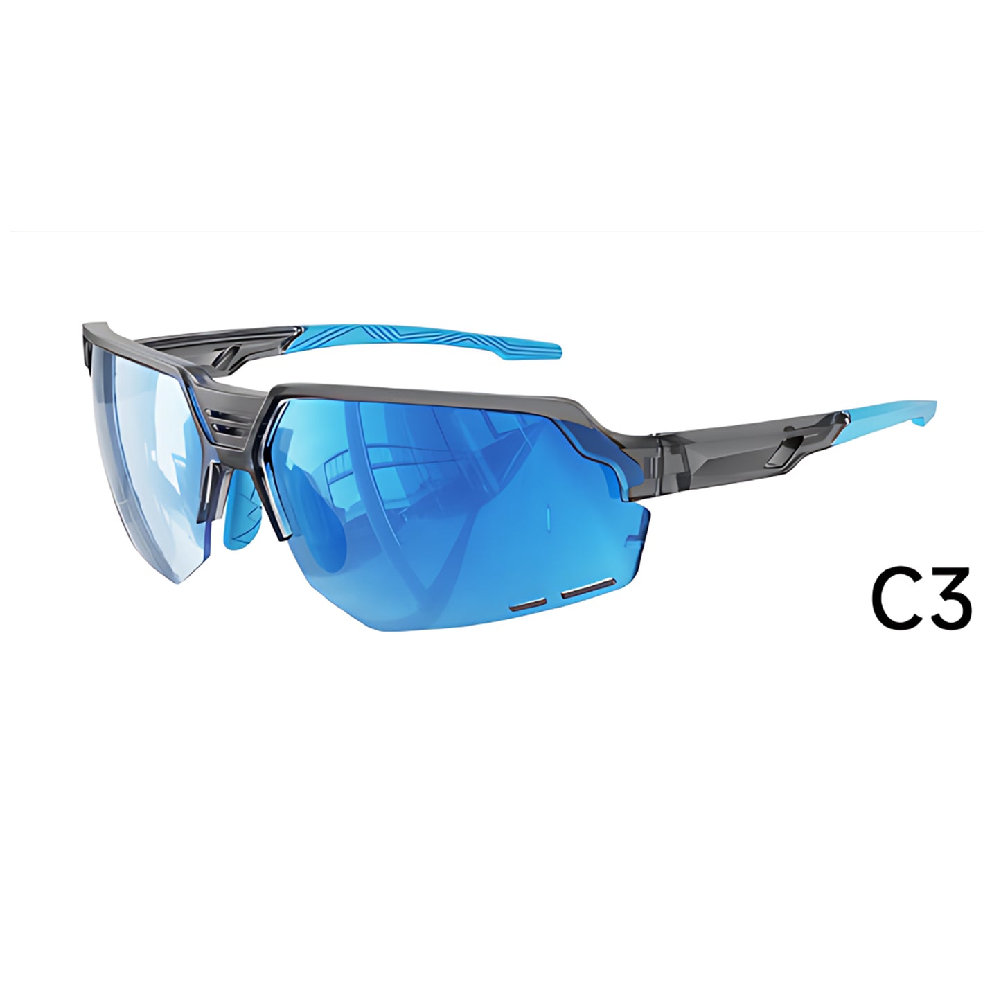 TR90 Half-Rim Sports Sunglasses with PC Lens for Cycling and Outdoor Training