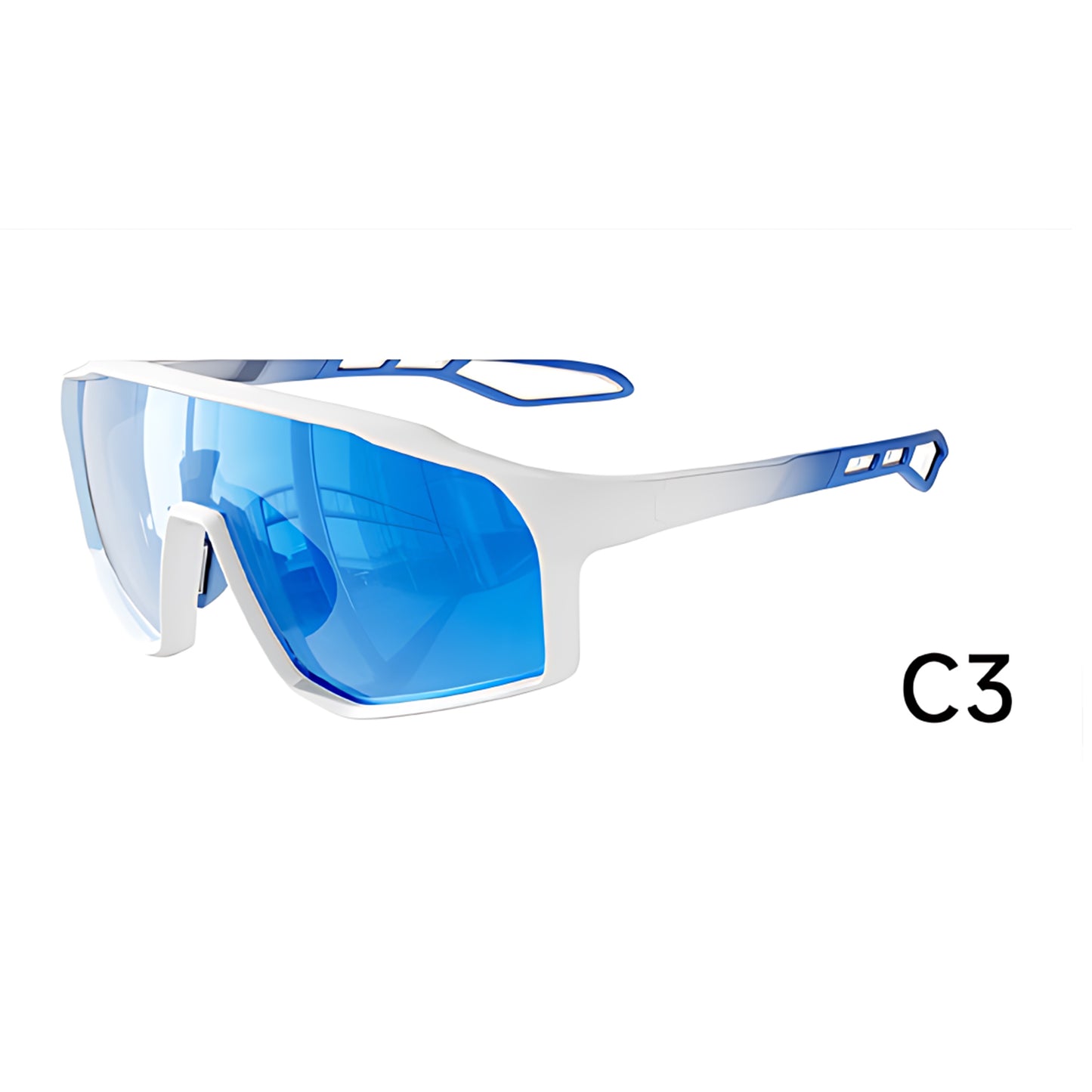 TR90 Geometric Shield Sports Sunglasses with PC Lens for Cycling and Running