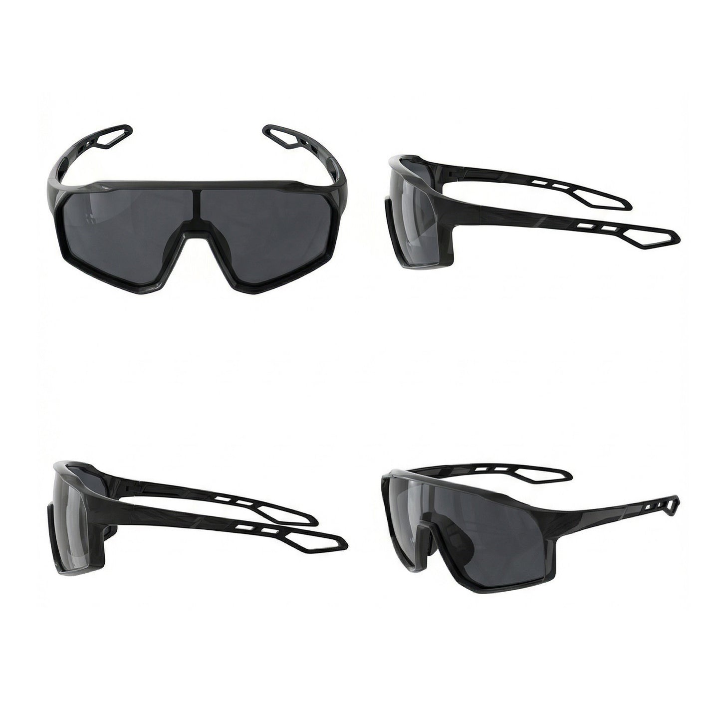 TR90 Geometric Shield Sports Sunglasses with PC Lens for Cycling and Running