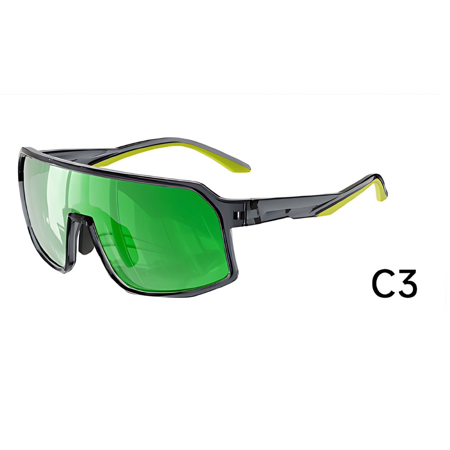 Wide-View Square Shield Sports Sunglasses with Polarised Lens for Outdoor Activities