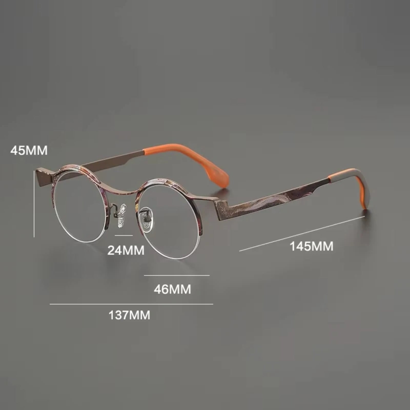 Titanium Artistic Round Prescription Eyeglasses | Colourful Lightweight Rx Glasses – CINILY UK additional product view