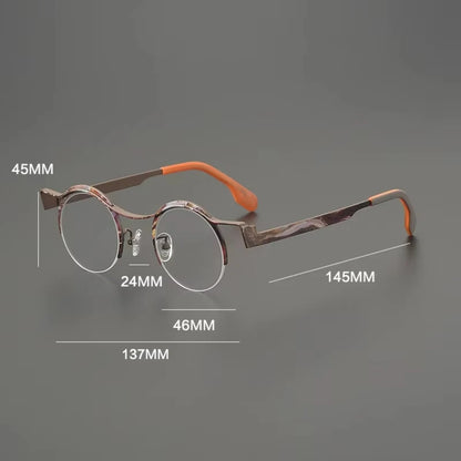 Titanium Artistic Round Prescription Eyeglasses | Colourful Lightweight Rx Glasses – CINILY UK additional product view