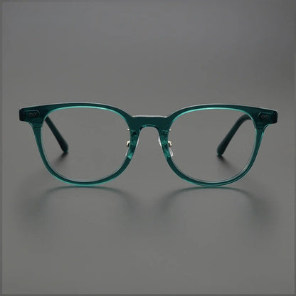 Acetate Crystal Green Round Prescription Eyeglasses | Stylish Retro Rx Glasses – CINILY UK temple detail