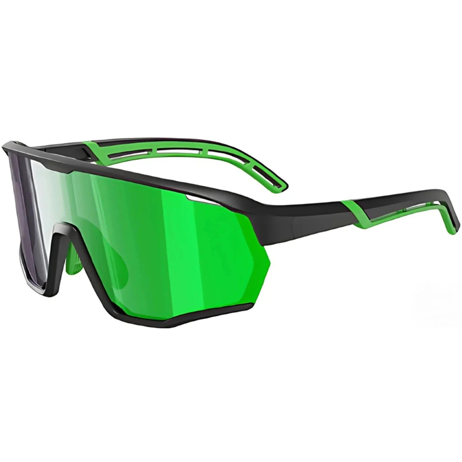 TR90 Cylindrical Angular Shield Sports Sunglasses with PC Lens for Outdoor Use - Green