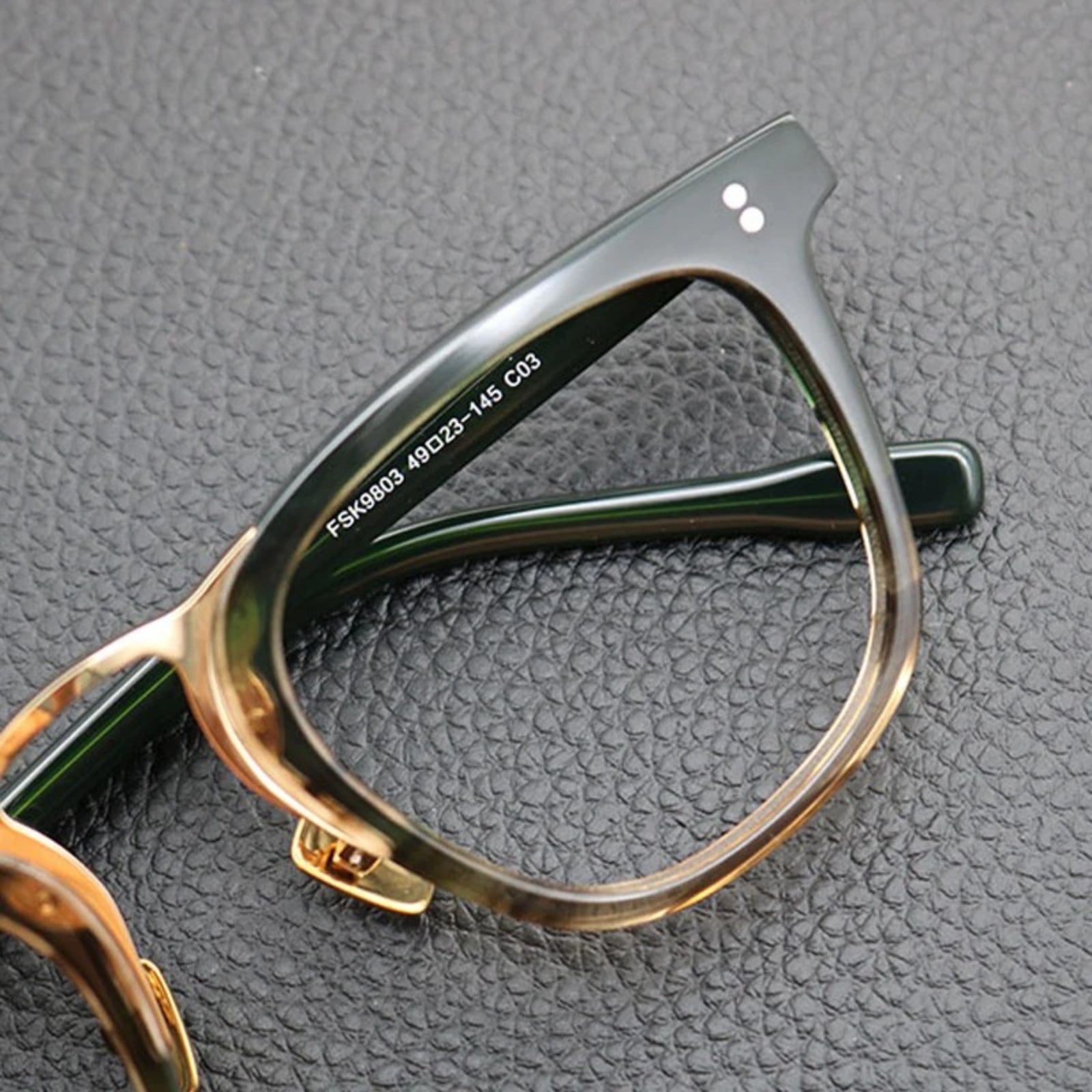Acetate Green Patchwork Square Prescription Eyeglasses | Retro Optical Frame for Rx Lenses – CINILY UK additional product view