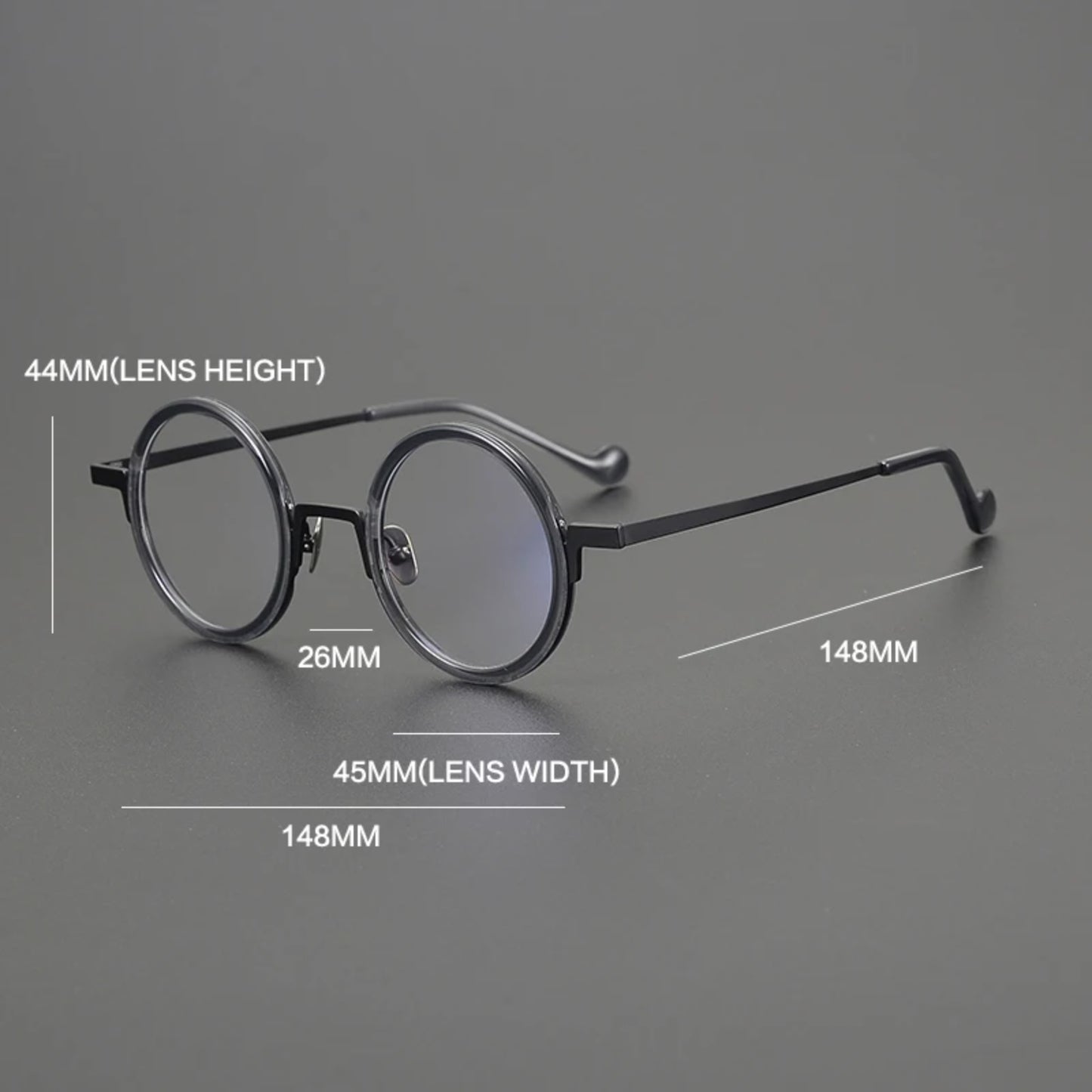 Titanium Amber Round Eyeglasses