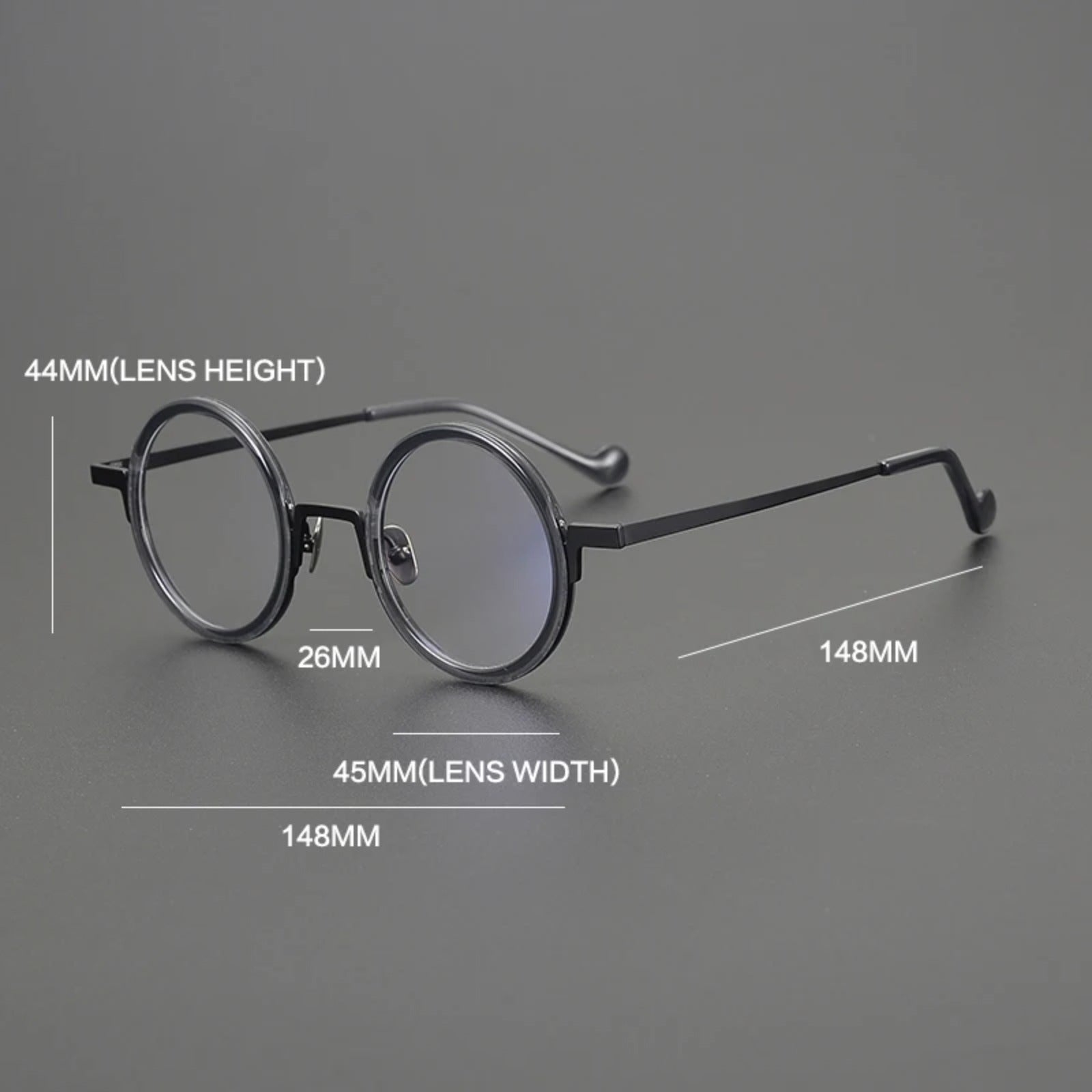 Titanium Amber Round Prescription Eyeglasses | Ultra-Light Optical Frame for Rx Lenses – CINILY UK temple detail
