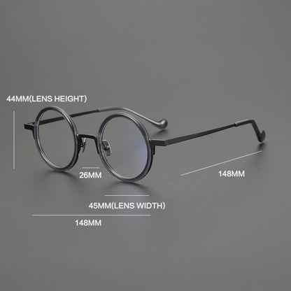 Titanium Amber Round Prescription Eyeglasses | Ultra-Light Optical Frame for Rx Lenses – CINILY UK temple detail