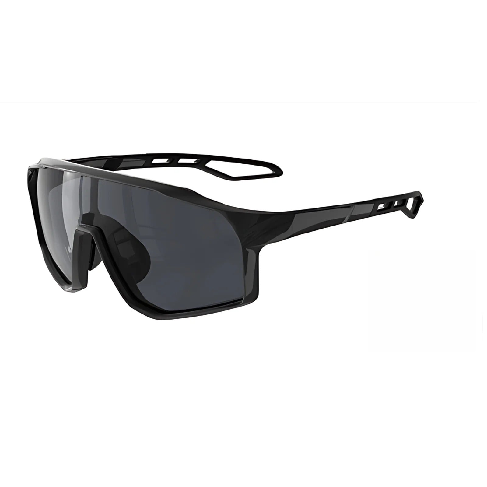 TR90 Angular Shield Sports Sunglasses with PC Lens for Cycling and Outdoor Use - Black