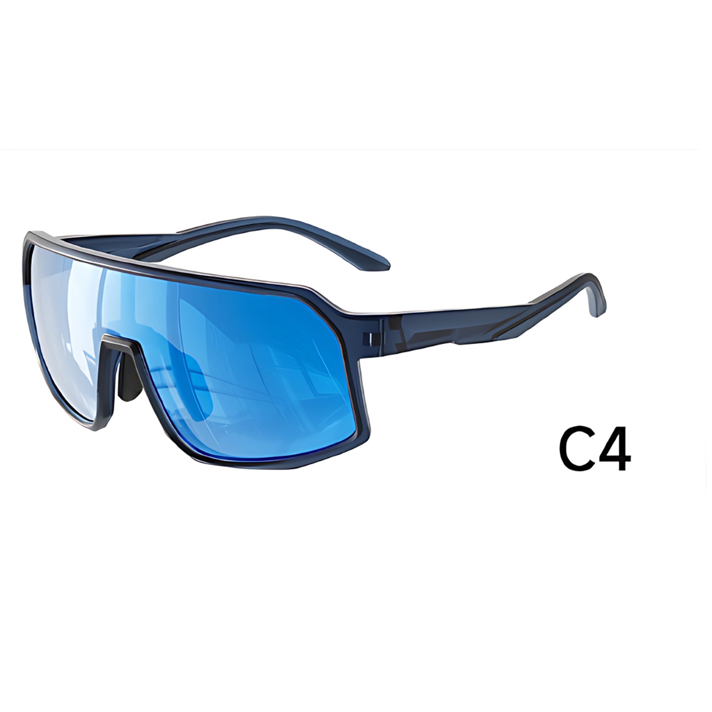 Wide-View Square Shield Sports Sunglasses with Polarised Lens for Outdoor Activities