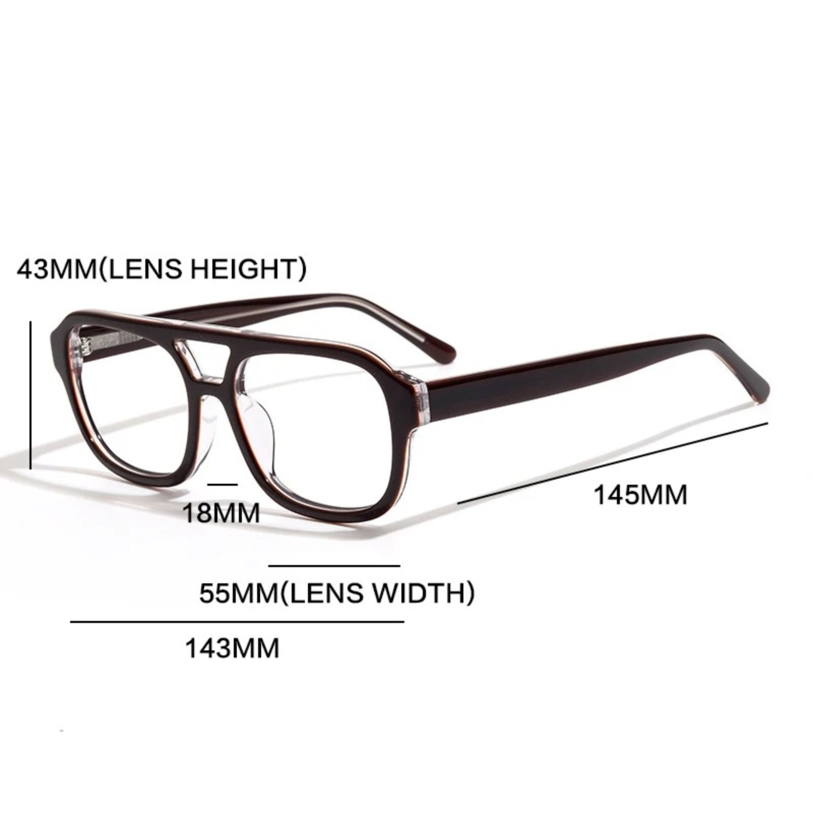 Acetate Tortoise Double-Bridge Pilot Prescription Eyeglasses | Bold Retro Rx Glasses – CINILY UK temple detail