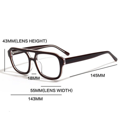 Acetate Tortoise Double-Bridge Pilot Prescription Eyeglasses | Bold Retro Rx Glasses – CINILY UK temple detail