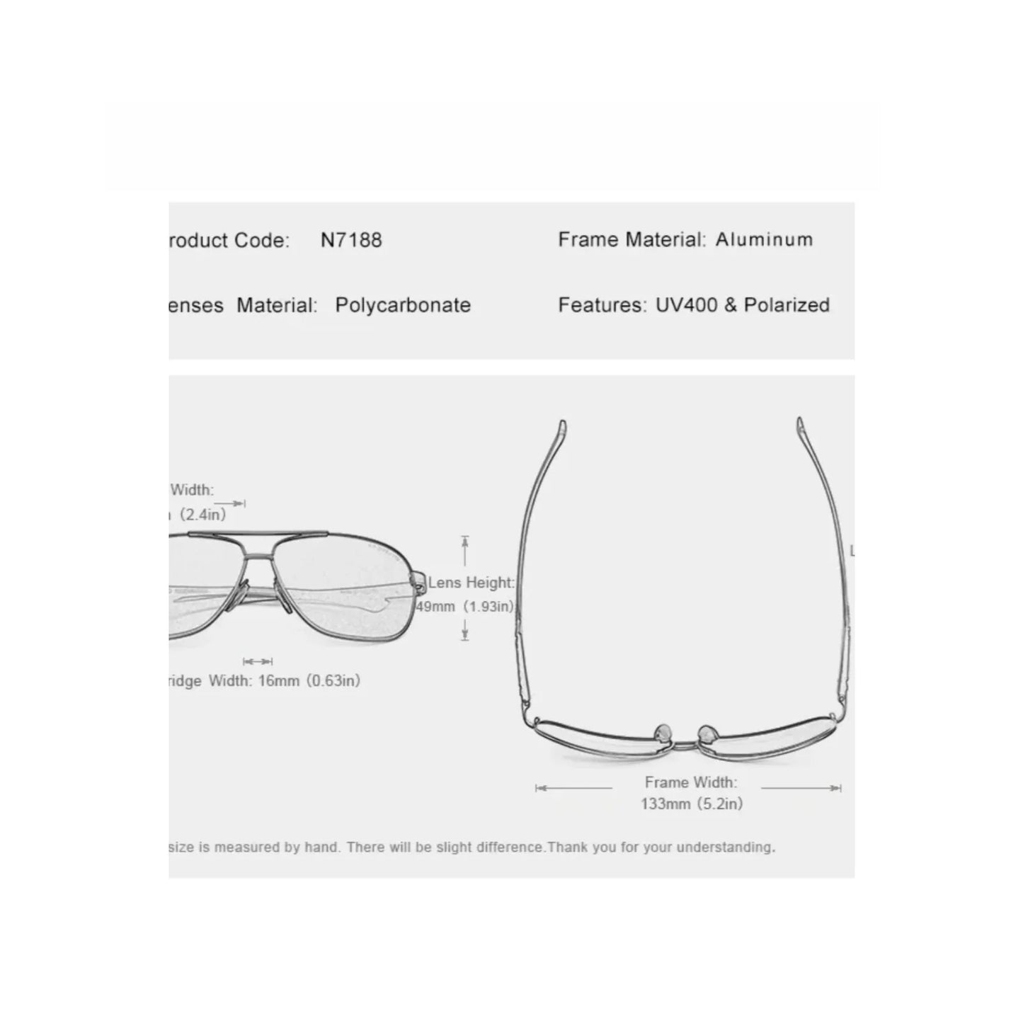 Aluminum Pilot Polarized UV400 Sunglasses