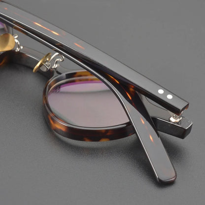 Acetate Patchwork Round Prescription Eyeglasses | Retro Designer Optical Frames – CINILY UK lens detail
