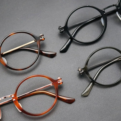 Titanium Acetate Round Prescription Eyeglasses | Retro Optical Frame for Rx Lenses – CINILY UK temple detail